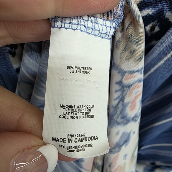 Cocomo Floral Print Tunic Short‎ Sleeve Top Womens Plus Size 2X Blue Pink Beige - Picture 10 of 13